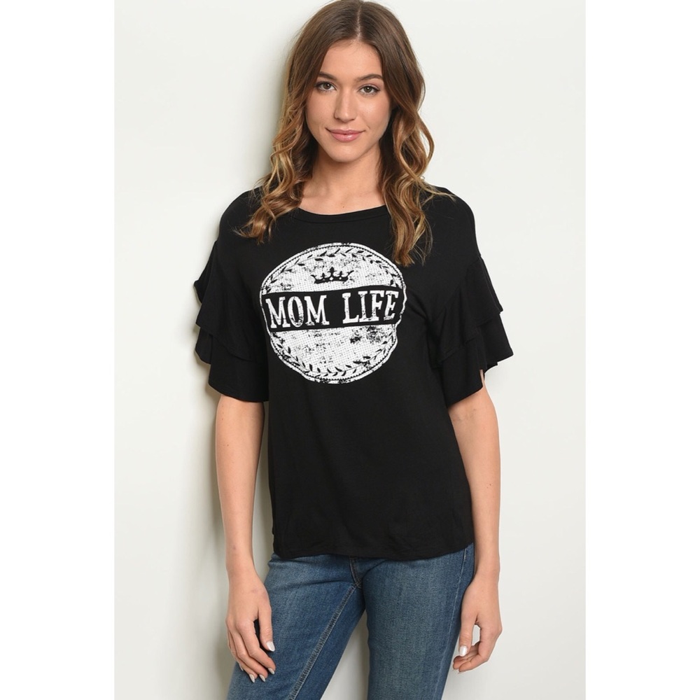 "MOM LIFE" PRINT TOP